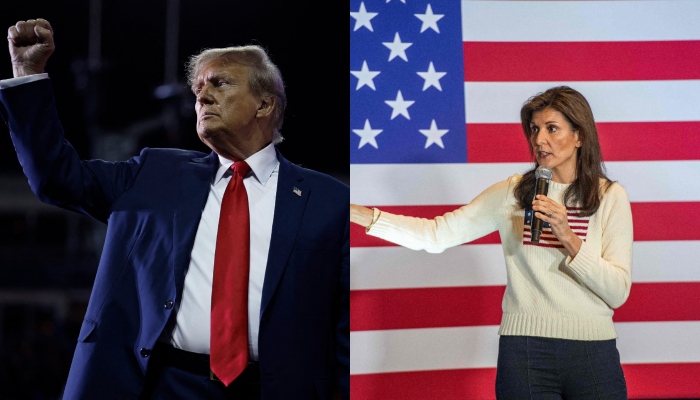 (L) Donald Trump ve (R) Nikki Haley, seçim kampanyalarından birinde.  —AFP/dosya