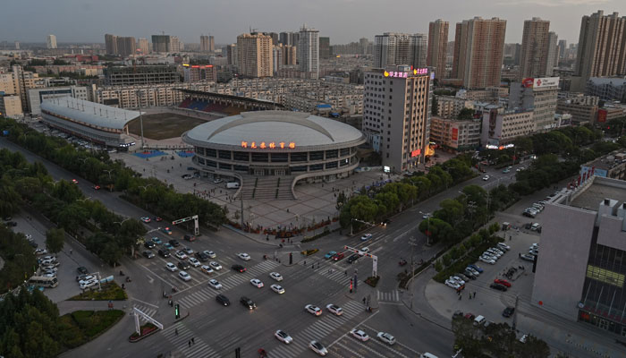 This photo taken on Sept.13, 2019 shows a general view of the city of Aksu in the region of Xinjiang. — AFP