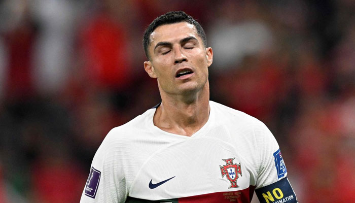 Cristiano Ronaldo reacts during the Qatar 2022 World Cup quarter-final football match between Morocco and Portugal. — AFP/File