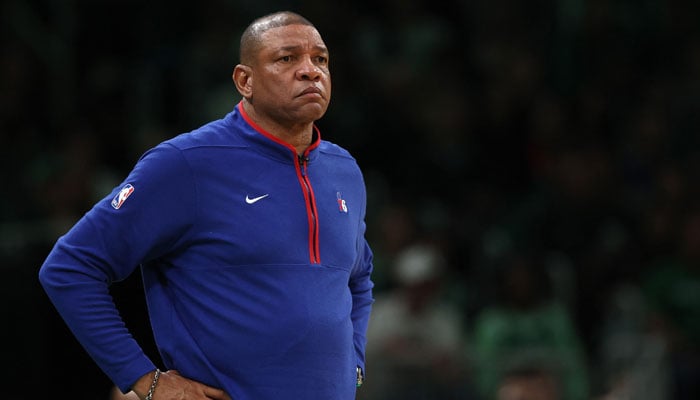 Philadelphia 76ers head coach Doc Rivers looks on during game two of the Eastern Conference Second Round Playoffs against the Philadelphia 76ers at TD Garden on May 03, 2023, in Boston, Massachusetts. — AFP