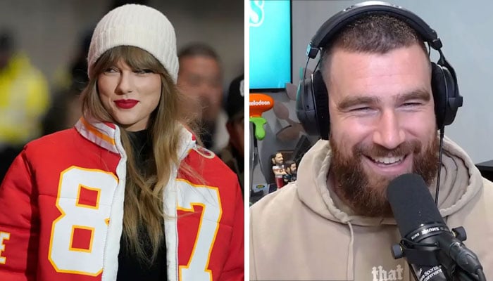 Taylor Swift reacts to Travis Kelce reliving Jason Kelce’s wild celebration