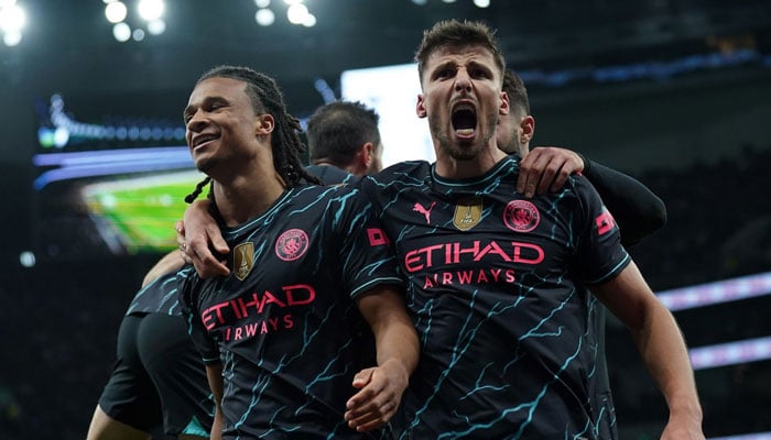 Nathan Ake celebrates his winner for Man City. — Sky Sports