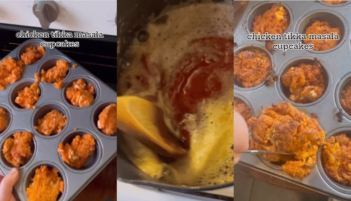 Chicken Tikka Cupcakes'in Instagram'da yayınlanan videodan alınan görüntüler.  —Instagram/@succhefful