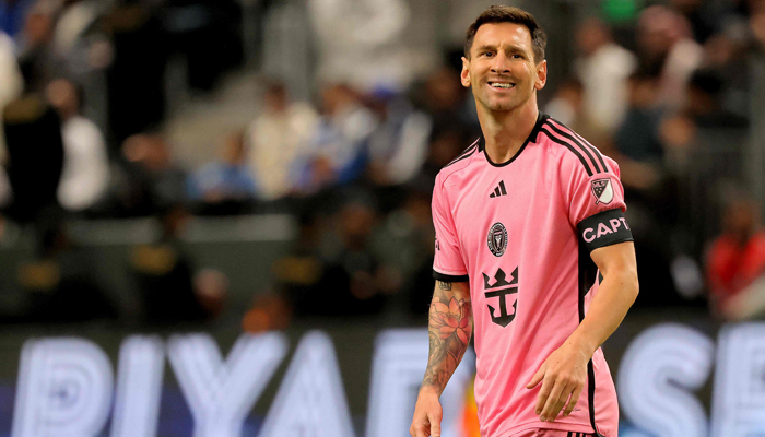 Argentine Lionel Messi looks on during the friendly exhibition match between Saudi Arabias al-Hilal SFC and the US Inter Miami CF at the Kingdom Arena Stadium in Riyadh on January 29, 2024. — AFP