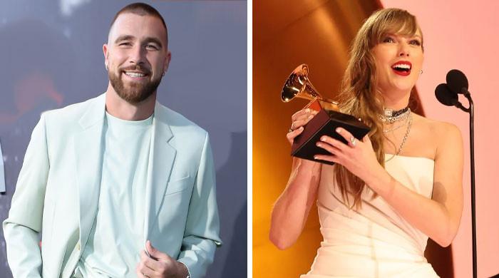 Travis Kelce shows love to Taylor Swift amid her Grammy wins