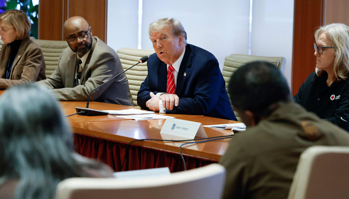 Republican presidential candidate and former US President Donald Trump meets with leaders of the International Brotherhood of Teamsters at their headquarters on January 31, 2024, in Washington, DC. — AFP