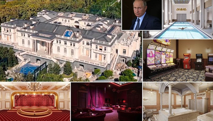 The image shows pictures from Putins Palace exposed by Alexei Navalny. — X/@denkmit