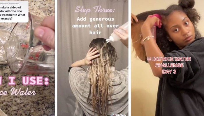 TikTokers using rice water for improving their hair. — TikTok/File