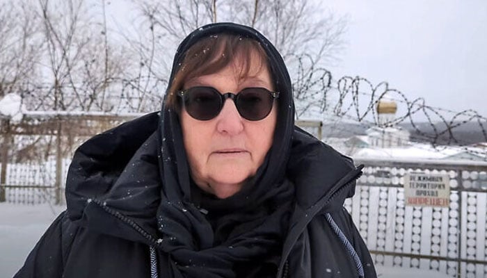 In this grab taken from video provided by the Navalny Team on Tuesday Feb 20, 2024, Russian Opposition Leader Alexei Navalnys mother Lyudmila Navalnaya speaks, near the prison colony in the town of Kharp, Russia. — Navalny Team
