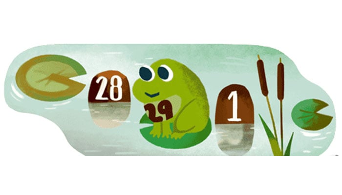 A display of the Leap Day Google Doodle. — Google/File