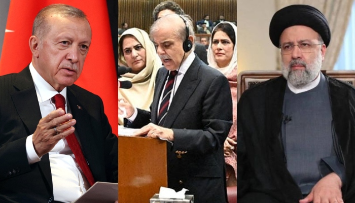 Turkish President Recep Tayyip Erdogan (left), Pakistan Prime Minister-elect Shehbaz Sharif (centre) and Iranian President Ebrahim Raisi. — AFP/National Assembly