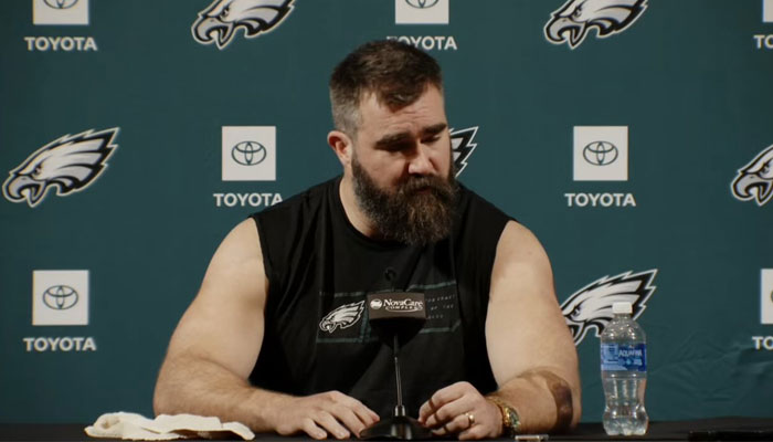 Philadelphia Eagles star centre Jason Kelce during a press conference announced retirement from NFL. — X/@PHLEaglesNation/File