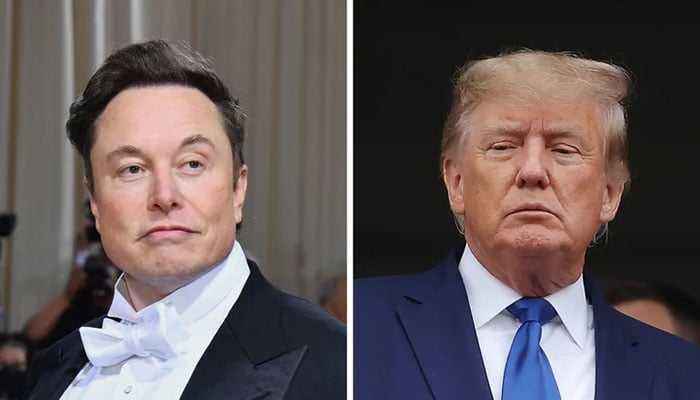 Elon Musk ve Donald Trump ayrı toplantılarda jest yapıyor.  — AFP/Dosya