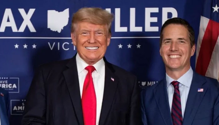 Former President Trump poses for a photo with businessman Bernie Moreno ahead of a rally in Wellington, Ohio, June 26, 2021. — AFP