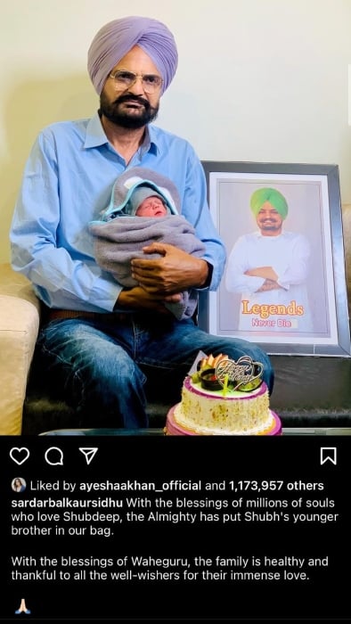 Sidhu Moosewalas parents welcome a baby boy: Thankful to all