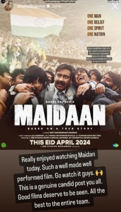 Shahid Kapoor really enjoyed watching Ajay Devgns film Maidaan