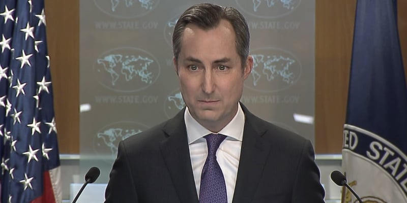 US State Department Spokesperson Matthew Miller is addressing a press briefing at the US Department of State on January 4, 2024. —Screengrab/US Department of State/YouTube