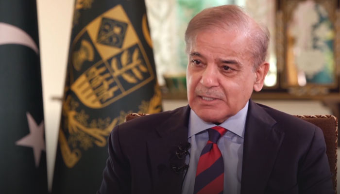 Prime Minister Shehbaz Sharif speaks during an interview in Islamabad on May 10, 2024, in this still taken from a video. — YouTube/Al Arabiya English