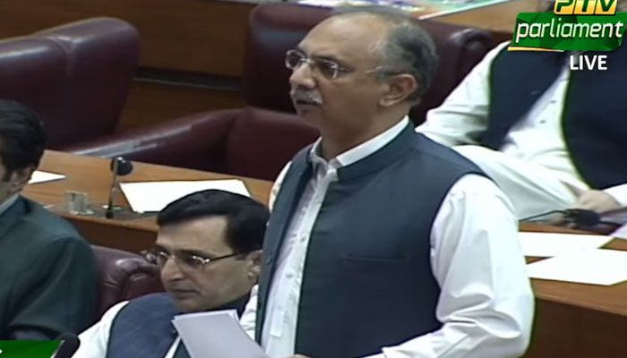 PTI Secretary-General Omar Ayub is addressing the National Assembly session on May 13, 2024. — Screengrab/PTVParliament