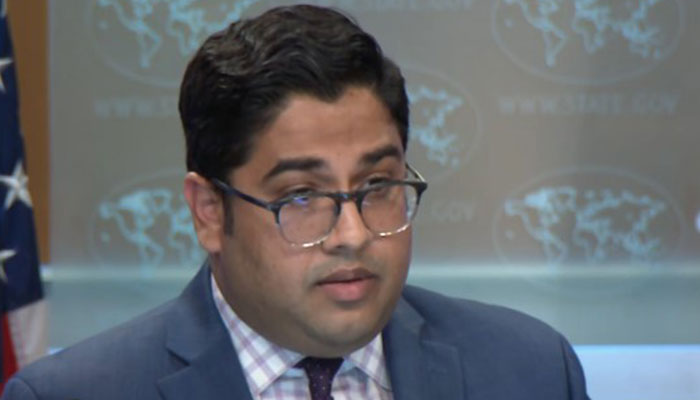 US State Departments Principal Deputy Spokesperson Vedant Patel addresses a press briefing in Washington, on May 15, 2024 in this still taken from a video. — YouTube/US Department of State