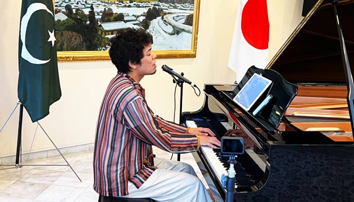 Japanese singer Kenta Shoji performing at an event at Japanese Embassy in Islamabad on May 15, 2024. — Japanese Embassy in Islamabad.