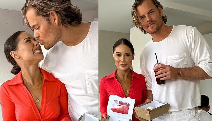 Louise Thompson and Ryan Libbey cozy up in joint photo shoot.