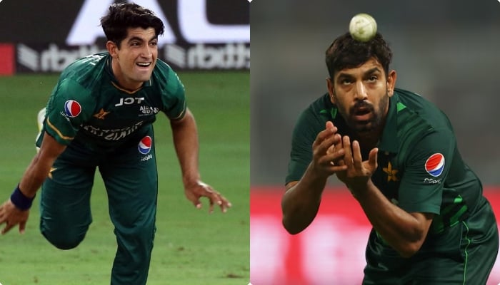 Pakistan fast bowlers Naseem Shah (left) and Haris Rauf (right). —Reuters/File