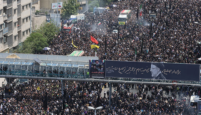 Mourners attend a funeral for victims of the helicopter crash that killed Irans President Ebrahim Raisi, Foreign Minister Hossein Amirabdollahian and others, in Tehran, Iran, May 22, 2024. — Reuters