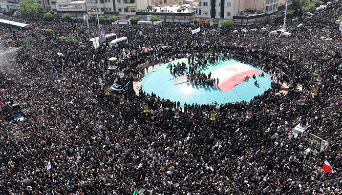 Mourners attend a funeral for victims of the helicopter crash that killed Irans President Ebrahim Raisi, Foreign Minister Hossein Amirabdollahian and others, in Tehran, Iran, May 22, 2024. — Reuters