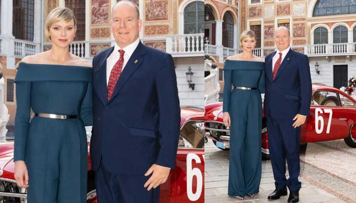 Princess Charlene looks stunning in shoulder-bearing jumpsuit for Monaco Grand Prix reception