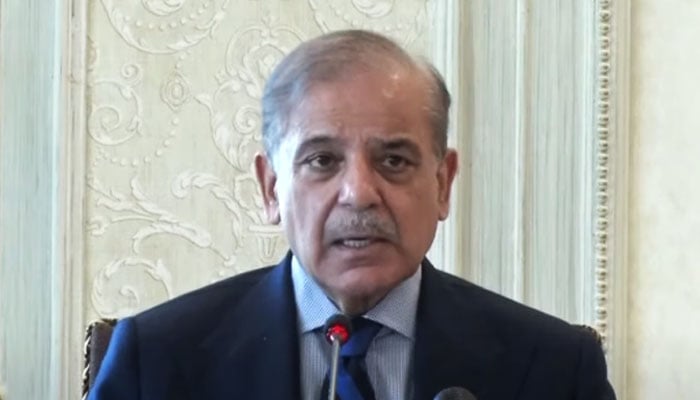 Prime Minister Shehbaz Sharif addresses the apex committee of the Special Investment and Facilitation Council’s (SIFC) 10th meeting at the Prime Minister’s Office on May 25, 2024, in this still taken from a video. — YouTube/Geo News