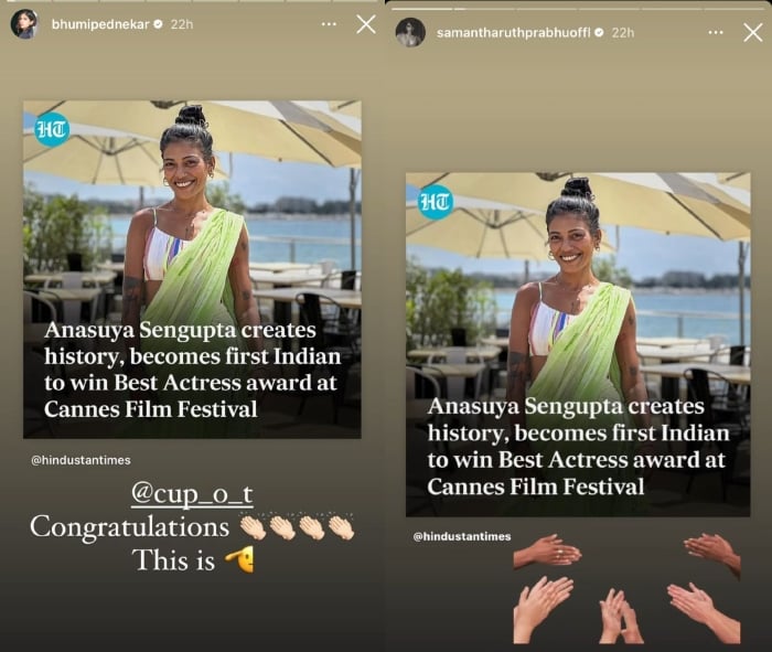 Alia Bhatt, Ranveer Singh, and more congratulate Anasuya Sengupta on Cannes win