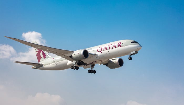 Qatar Airways can be seen in the mid-air. — Qatar Airways