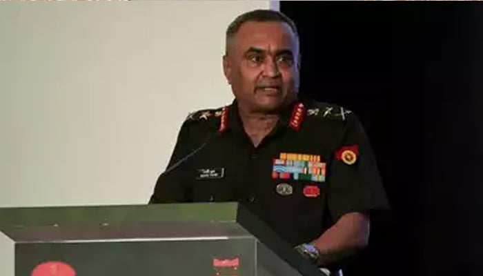 Indian Army Chief Gen Manoj Pande addressing an event in this undated image. — AFP