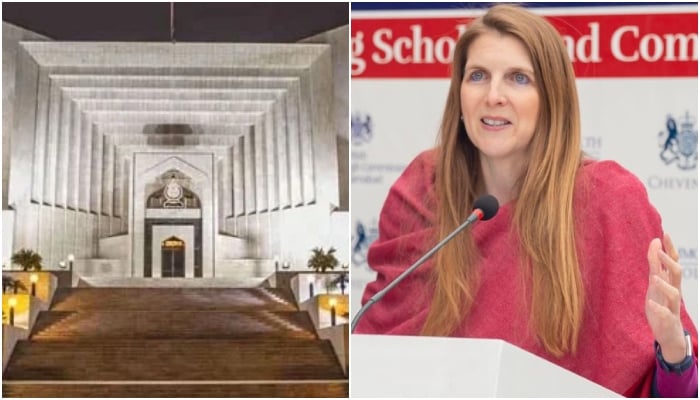 Supreme Court building in Islamabad (left) and British High Commissioner to Pakistan Jane Marriott. — Supreme Court/X/@JaneMarriottUK