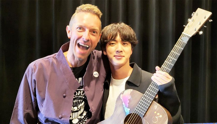 Chris Martin from Coldplay gifted his iconic guitar to BTS member Jin
