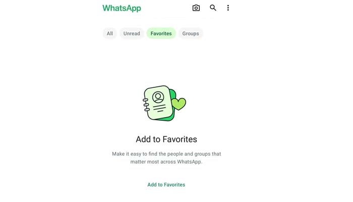 A display of WhatsApps latest Favorite Chat filter feature. — WABetaInfo