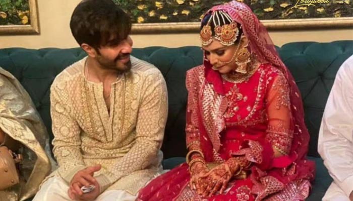 Pakistani actor Feroze Khan seen with his new bride Dua in this undated image. — Instagram/ferozekhan