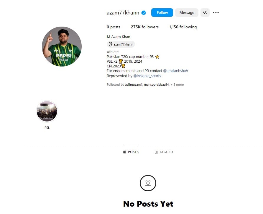 Azam Khan deletes all Instagram posts