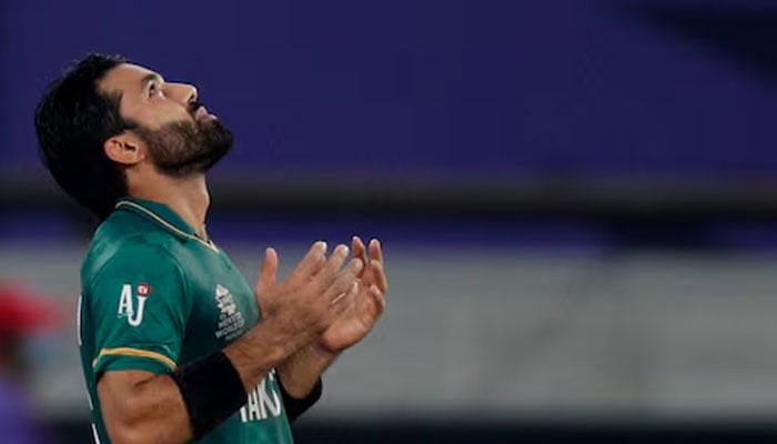 Pakistans Mohammad Rizwan celebrates winning the T20 World Cup 2021 match against India at the Dubai International Stadium, UAE on October 24, 2021. — Reuters