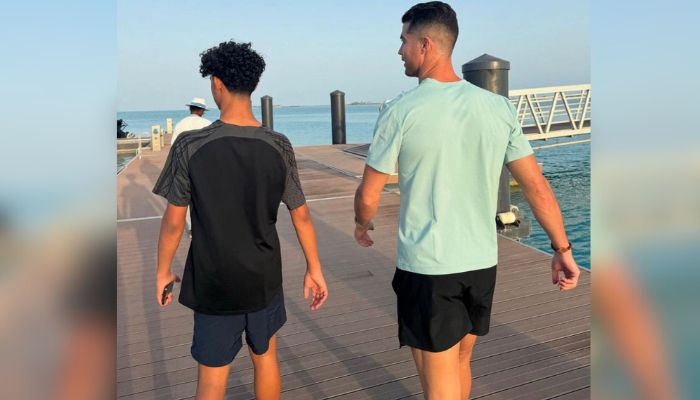 Cristiano Ronaldo with son Cristiano Jr in Saudi Arabia. — Instagram/@Georgina/File