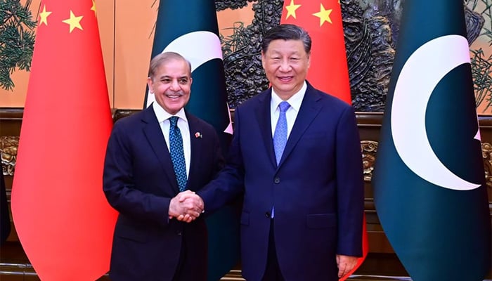 PM Shehbaz Sharif meets Chinese President Xi Jinping in Beijing on June 7, 2024. — APP