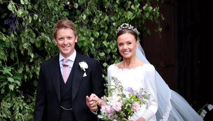 The newlyweds tied the knot yesterday in front of guests, including Prince William