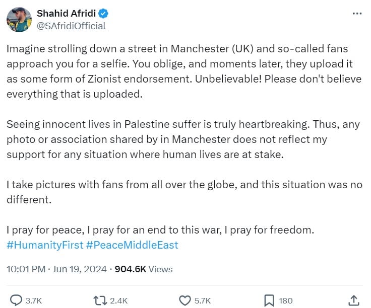 Unbelievable: Shahid Afridi reacts to pro-Israel group’s claim on viral selfie