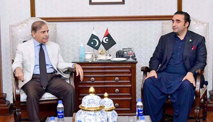 Prime Minister Shehbaz Sharif meets PPP Chairman Bilawal Bhutto Zardari at the Sindh CM House on May 26, 2023. — APP