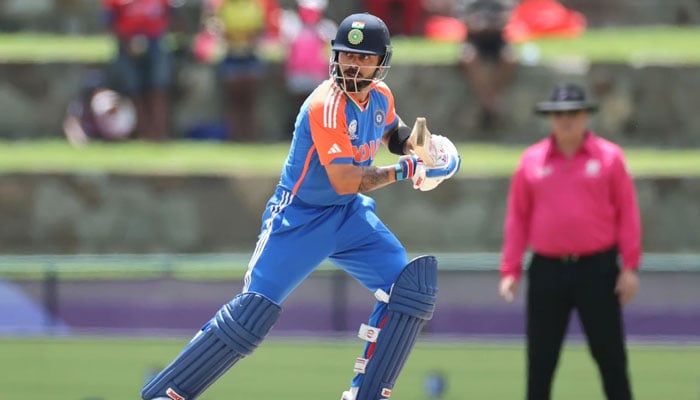 Indian side Virat Kohli bats against Bangladesh in the T20 World Cup match. — ICC