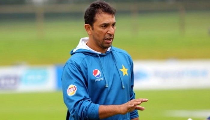 Pakistan teams Assistant Coach Azhar Mahmood speaks to the media in this undated image. — PCB/File