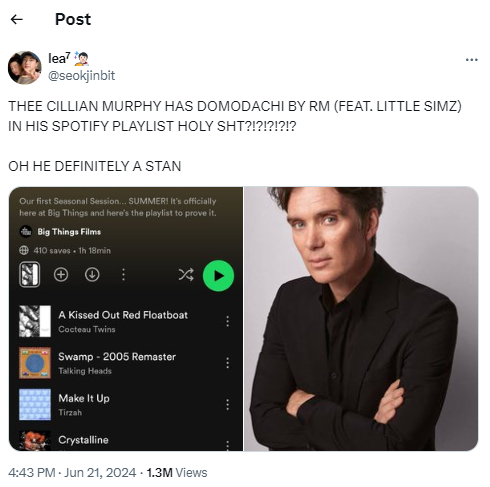Oppenheimer star Cillian Murphy wins over BTS ARMY with surprise move