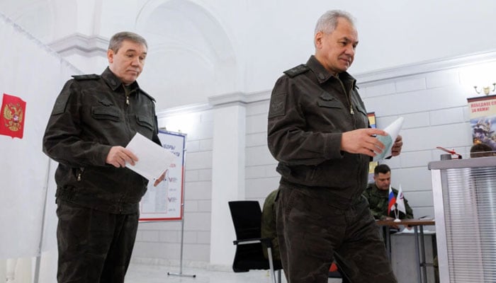 Former Russian Defence Minister Sergei Shoigu and Chief of the General Staff of Russian Armed Forces Valery Gerasimov spotted together. — AFP/File