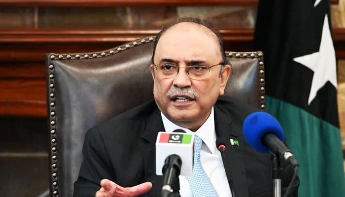 President Asif Ali Zardari addresses a press conference in Karachi, on May 11, 2022. — Twitter/MediaCellPPP